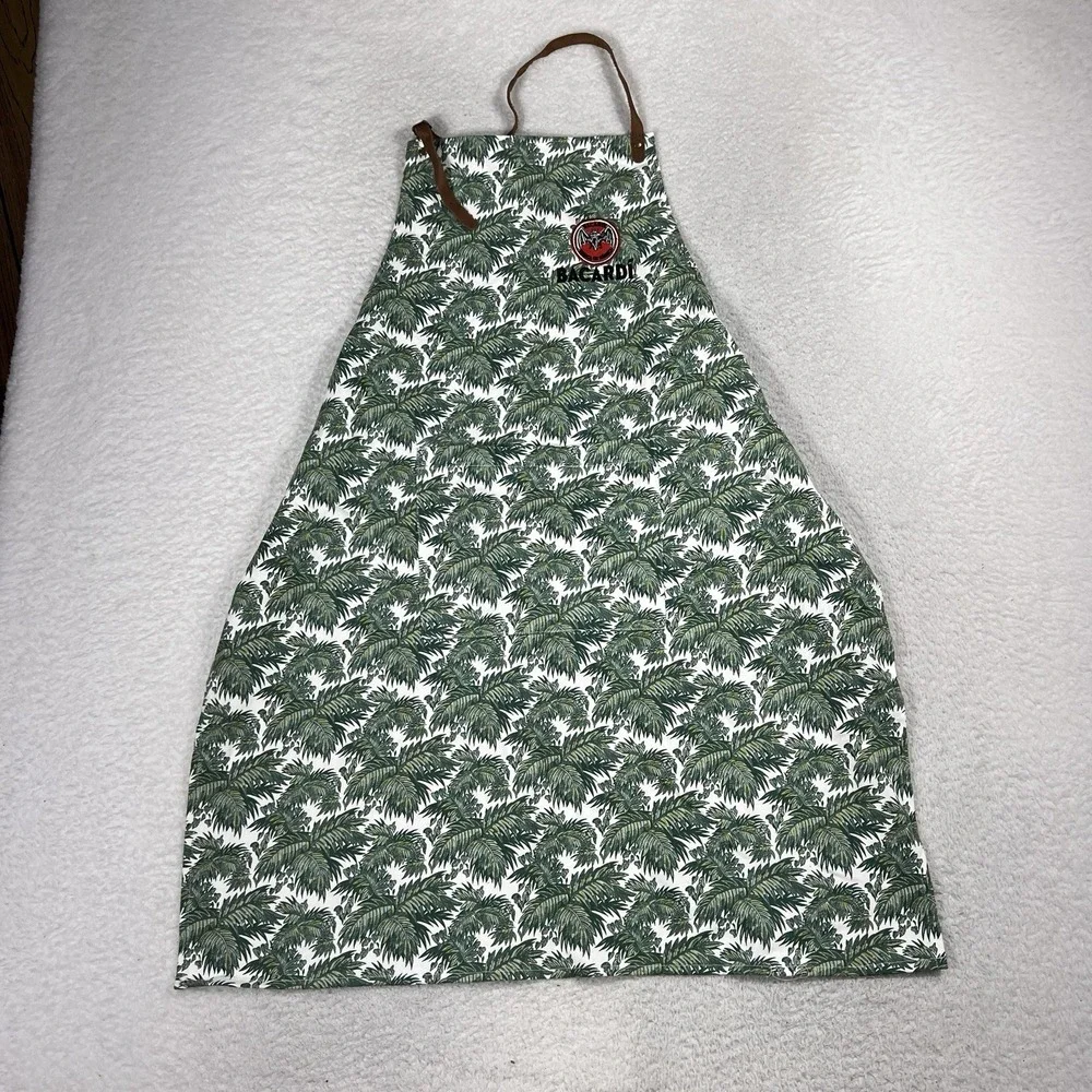 Bacardi Apron Kitchen unisex with Leather Bartender Embroidered Logo 100% Cotton